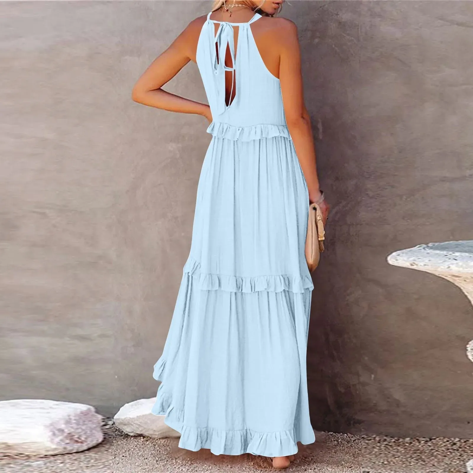 Elegant Women's Beach Dresses - Sleeveless A-Line Ankle-Length for Summer 2025