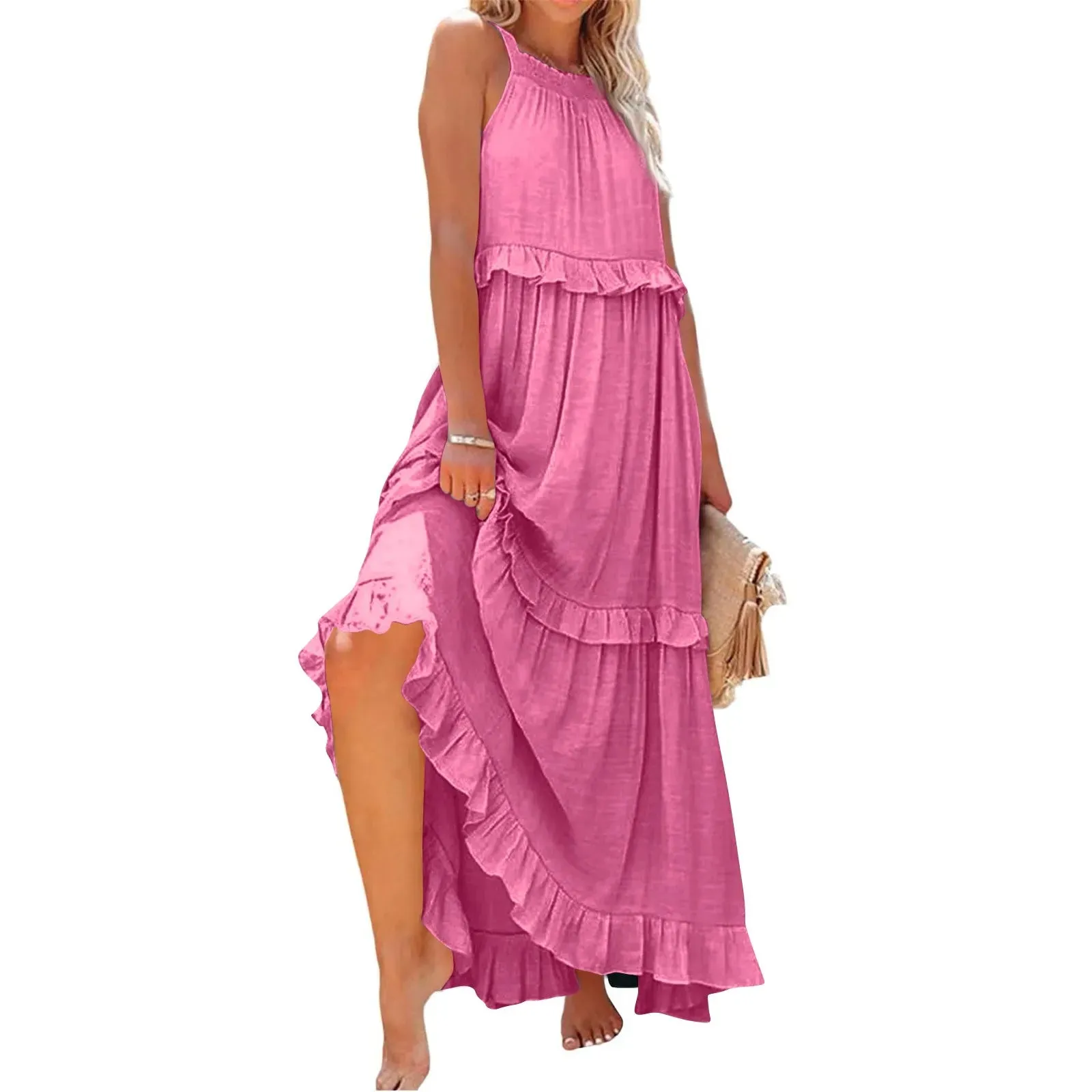 Elegant Women's Beach Dresses - Sleeveless A-Line Ankle-Length for Summer 2025
