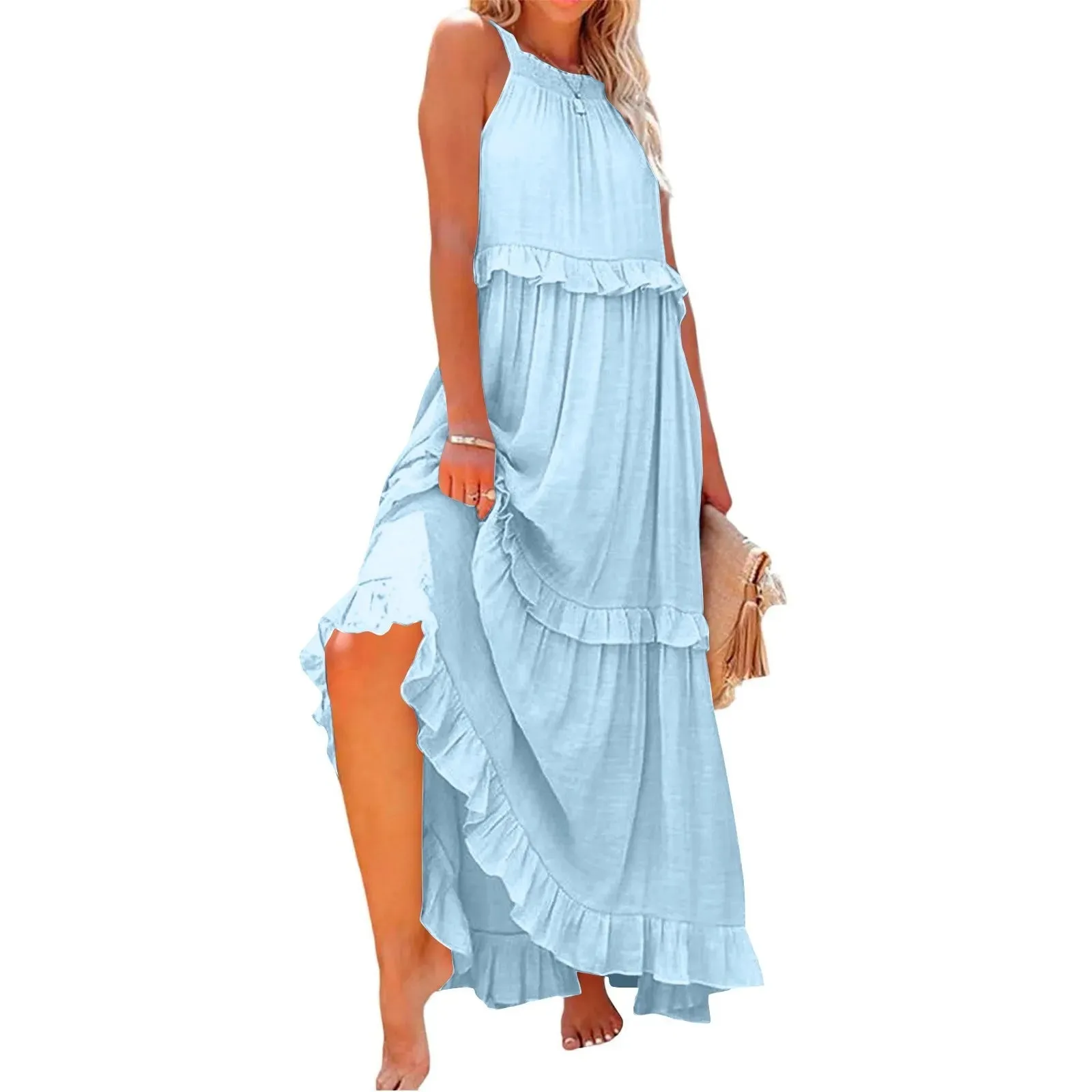 Elegant Women's Beach Dresses - Sleeveless A-Line Ankle-Length for Summer 2025