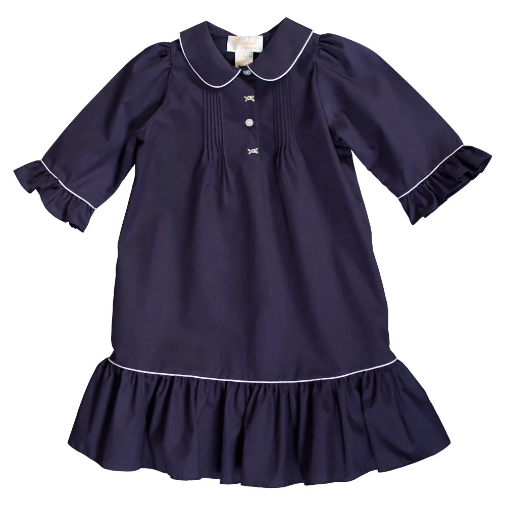 Ellie Navy Blue Pleated Dress with Bell Sleeves