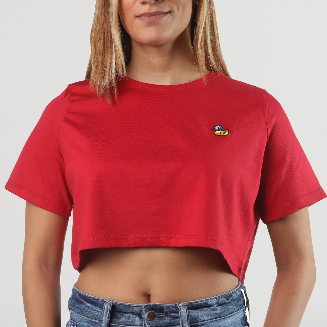 Embroidery Red Crop Top