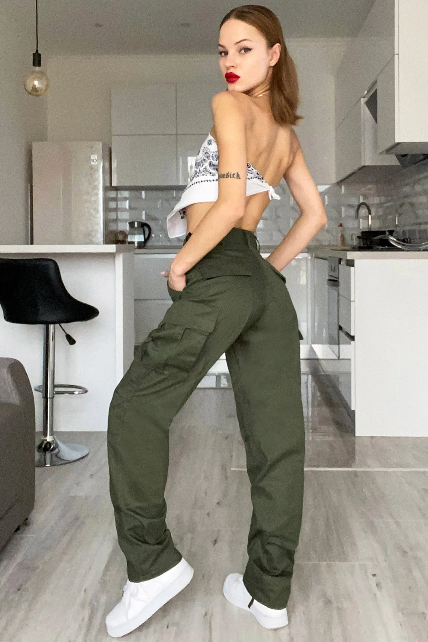 Emily Olive Green Cargo Pants
