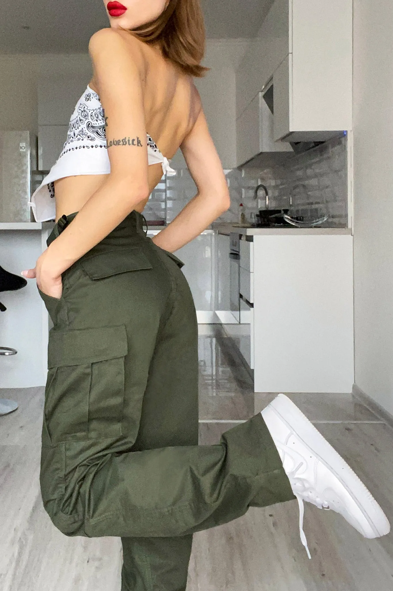 Emily Olive Green Cargo Pants