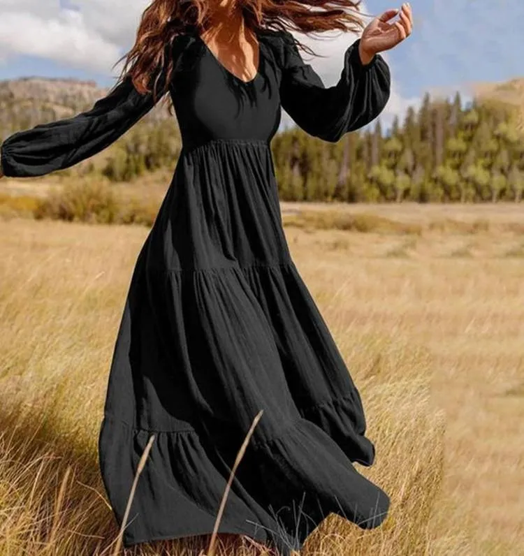 Empire Waist Long Sleeves Maxi Dresses