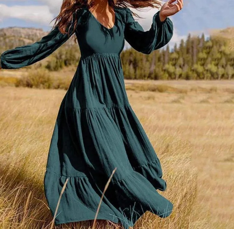 Empire Waist Long Sleeves Maxi Dresses