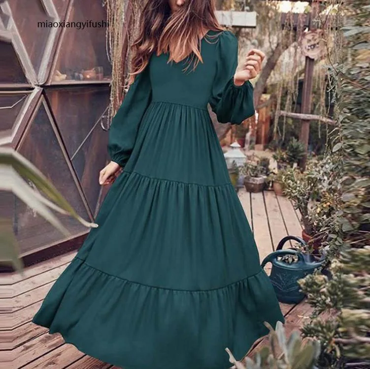 Empire Waist Long Sleeves Maxi Dresses