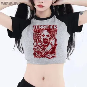 fashion graphic  vintage crop top Woman aesthetic gothic  hippie Harajuku tshirt crop top