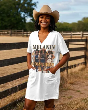 Fashion Melanin Cowgirl Swag Casual V-neck Pocket Dress