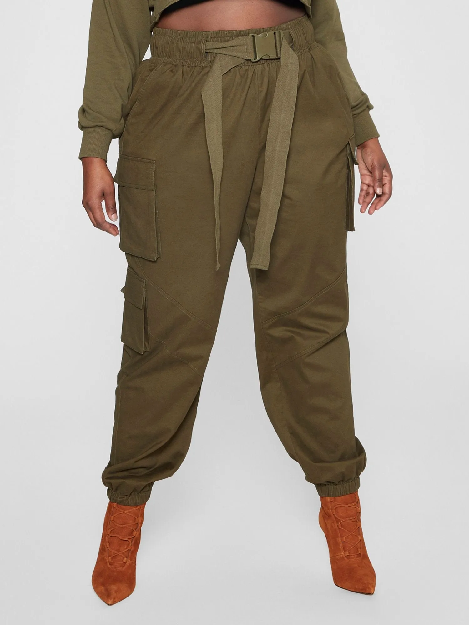 Fashion To Figure - Mylah Belted Cargo Jogger Pants - Gabi Fresh x FTF