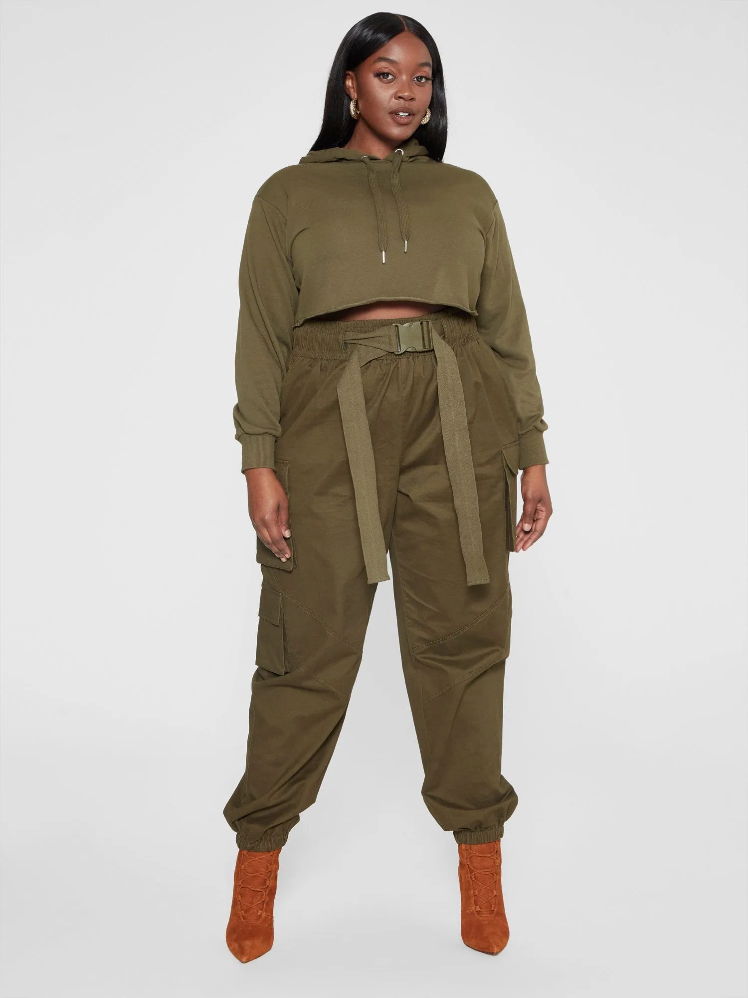 Fashion To Figure - Mylah Belted Cargo Jogger Pants - Gabi Fresh x FTF