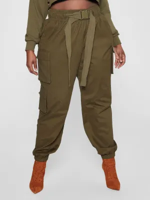 Fashion To Figure - Mylah Belted Cargo Jogger Pants - Gabi Fresh x FTF
