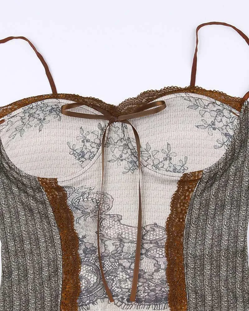 Fawaris Bow Lace Cami Top