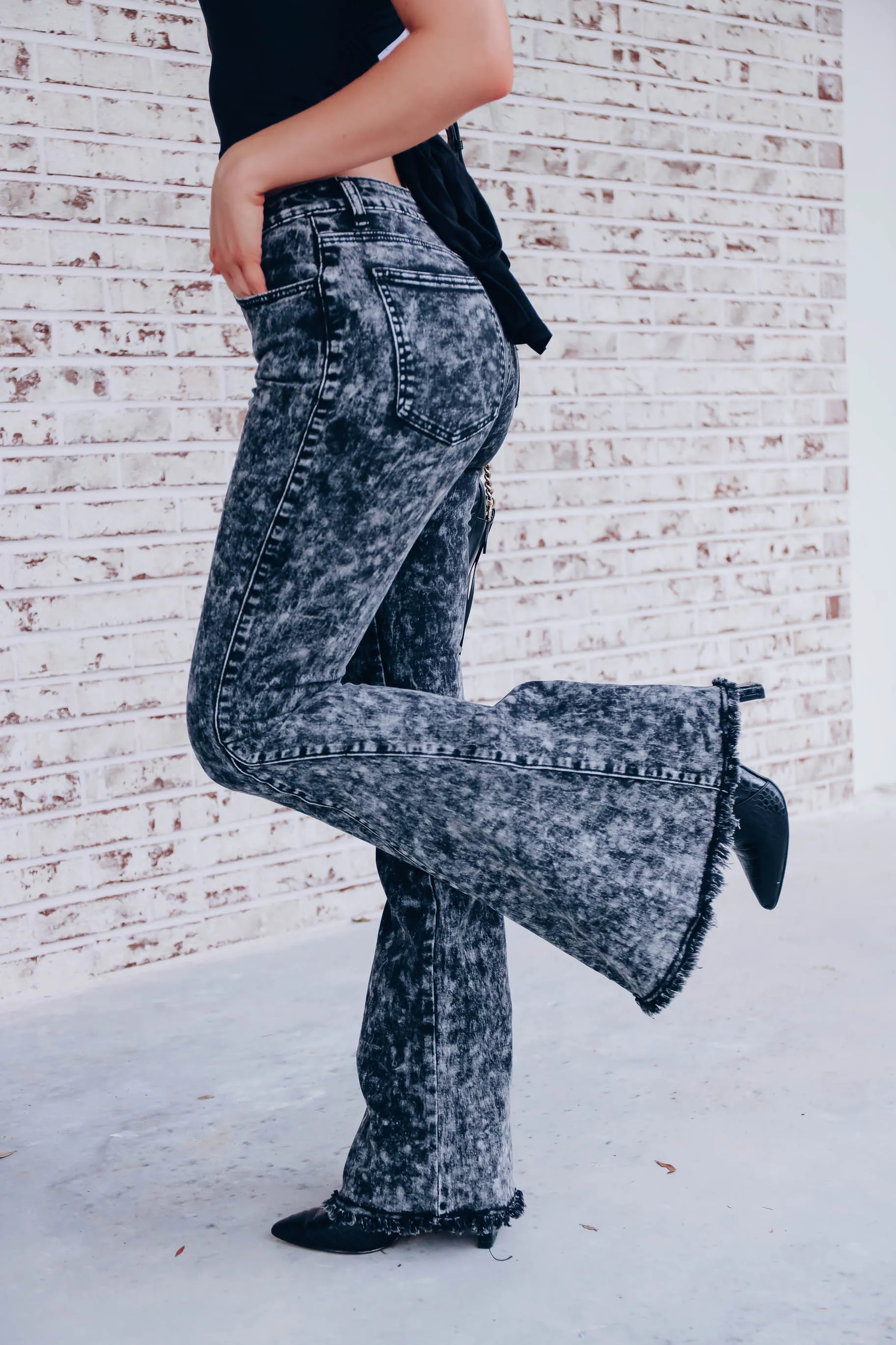 Fawcett Acid Black Bell Bottom Jeans