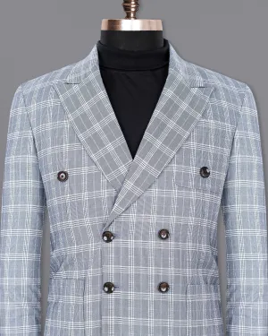 Fiord Grey Plaid Double Breasted Premium Cotton Sports Blazer