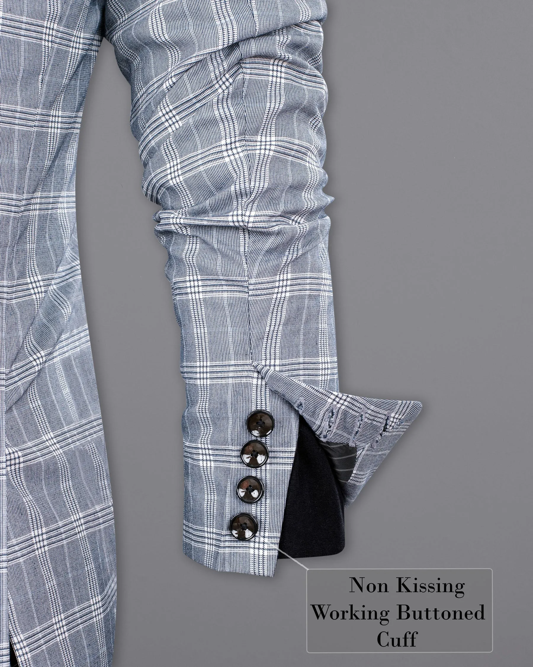 Fiord Grey Plaid Double Breasted Premium Cotton Sports Blazer