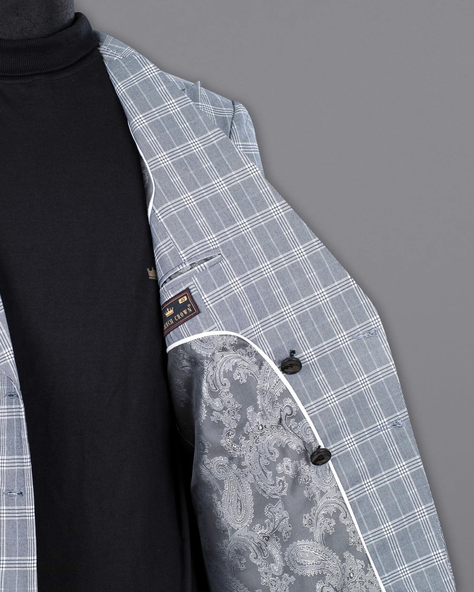 Fiord Grey Plaid Double Breasted Premium Cotton Sports Blazer