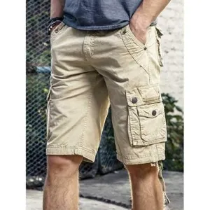 Flap Pockets Drawstring Hem Cargo Pants - Khaki 40