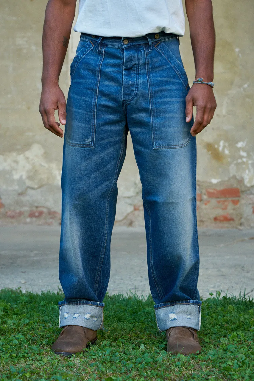 Fleurs de Bagne Cargo Selvedge Denim Jeans Heavy Used