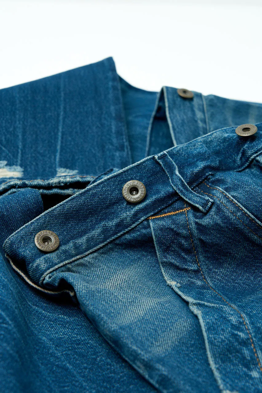 Fleurs de Bagne Cargo Selvedge Denim Jeans Heavy Used
