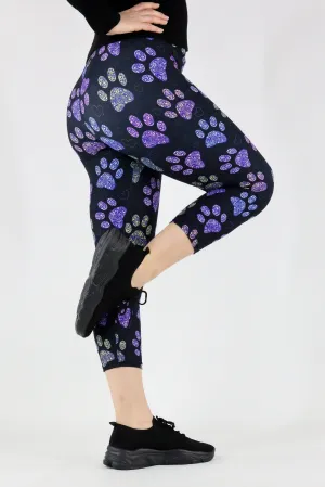 Floral Paws - Casual Capri Leggings
