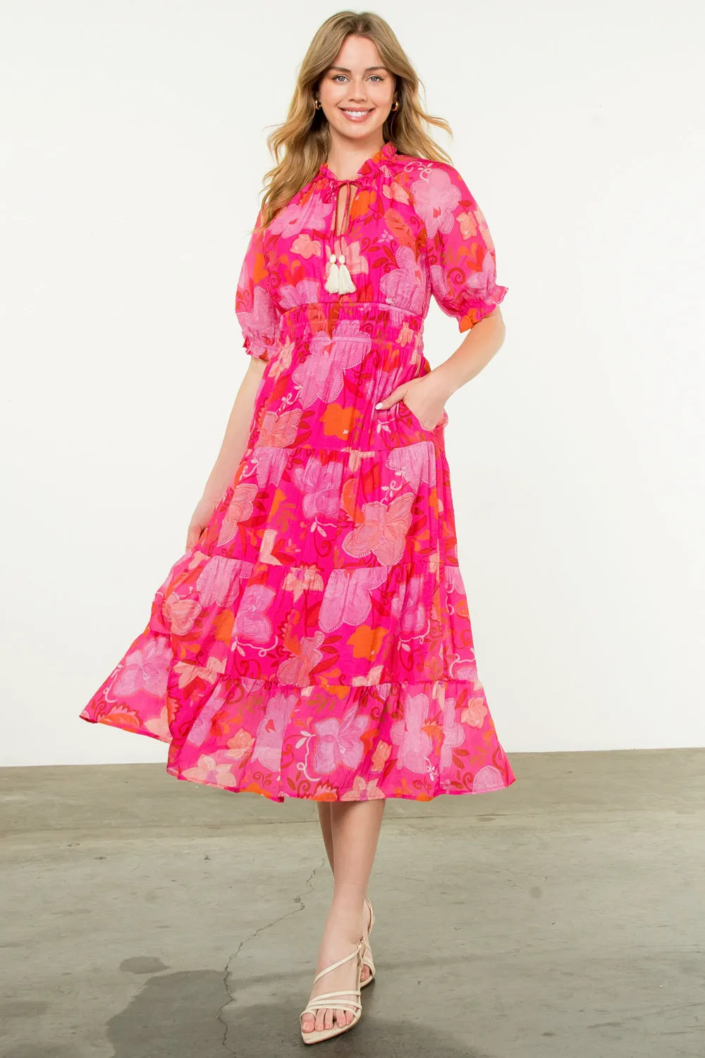 Floral Print Tiered Maxi Dress