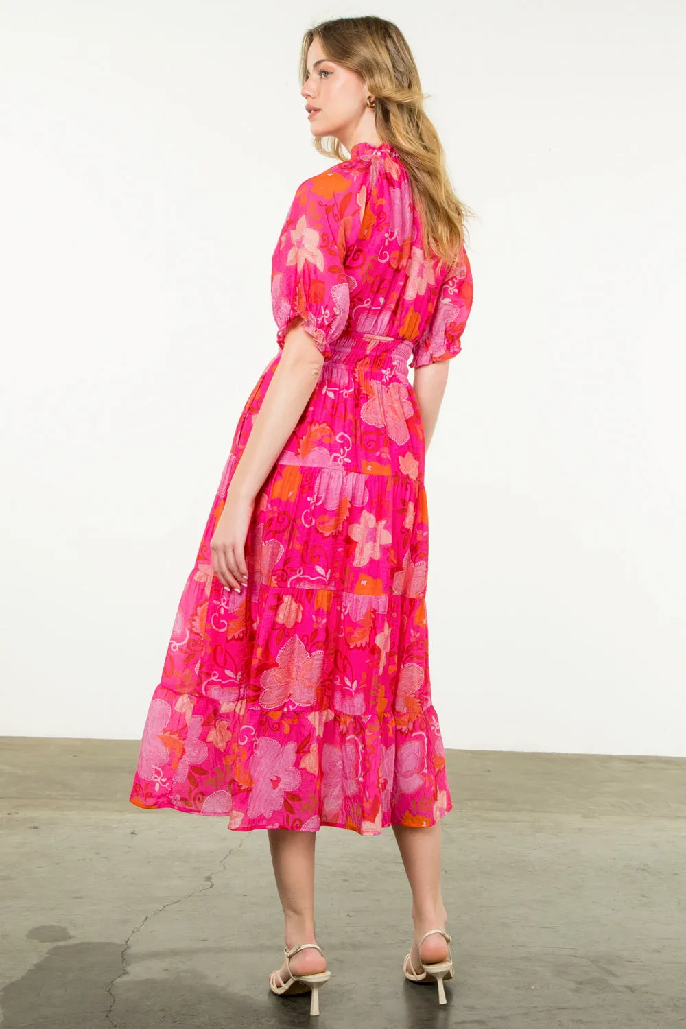 Floral Print Tiered Maxi Dress