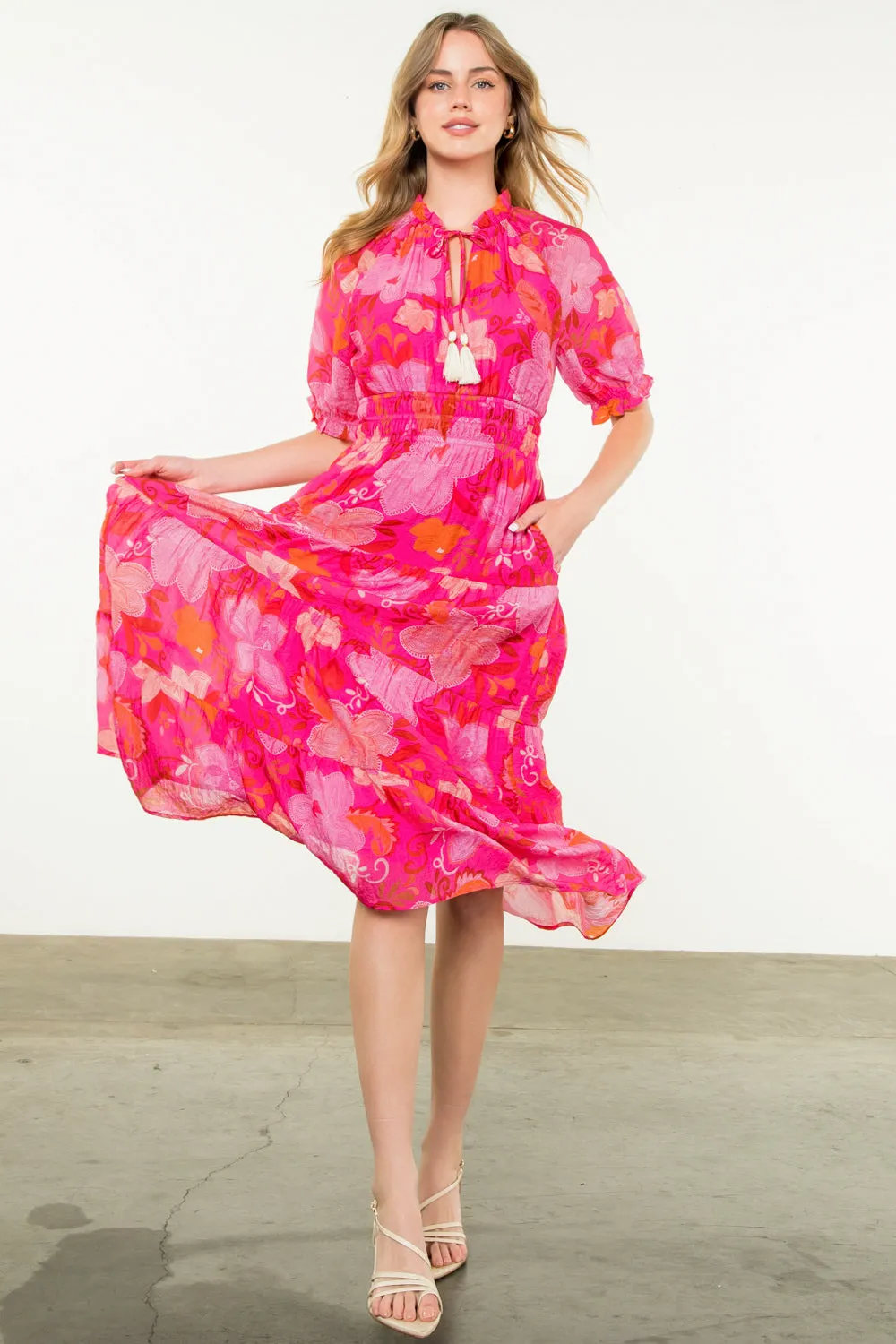 Floral Print Tiered Maxi Dress