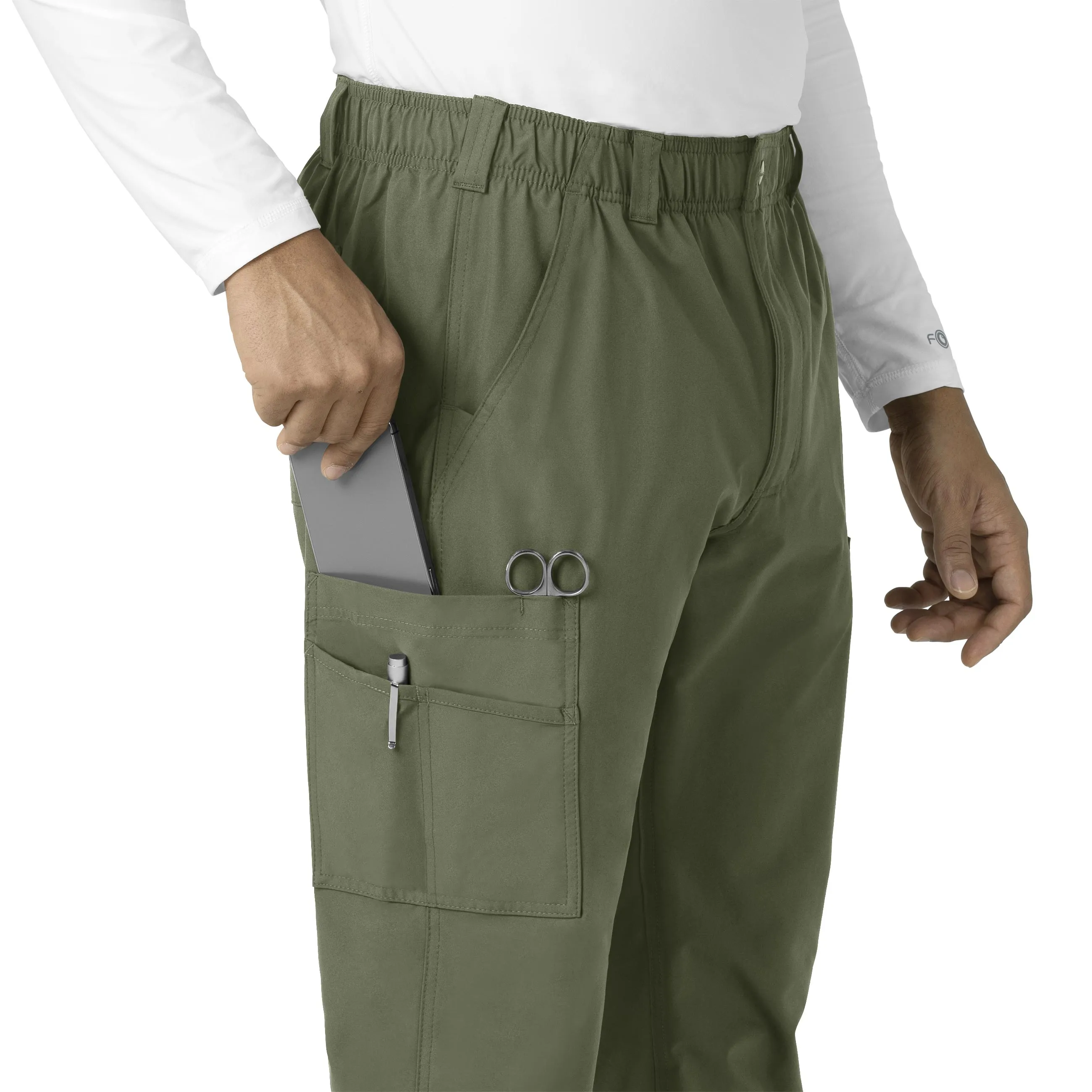 Force Essentials C56113 Men's Straight Leg Cargo Scrub Pants Olive