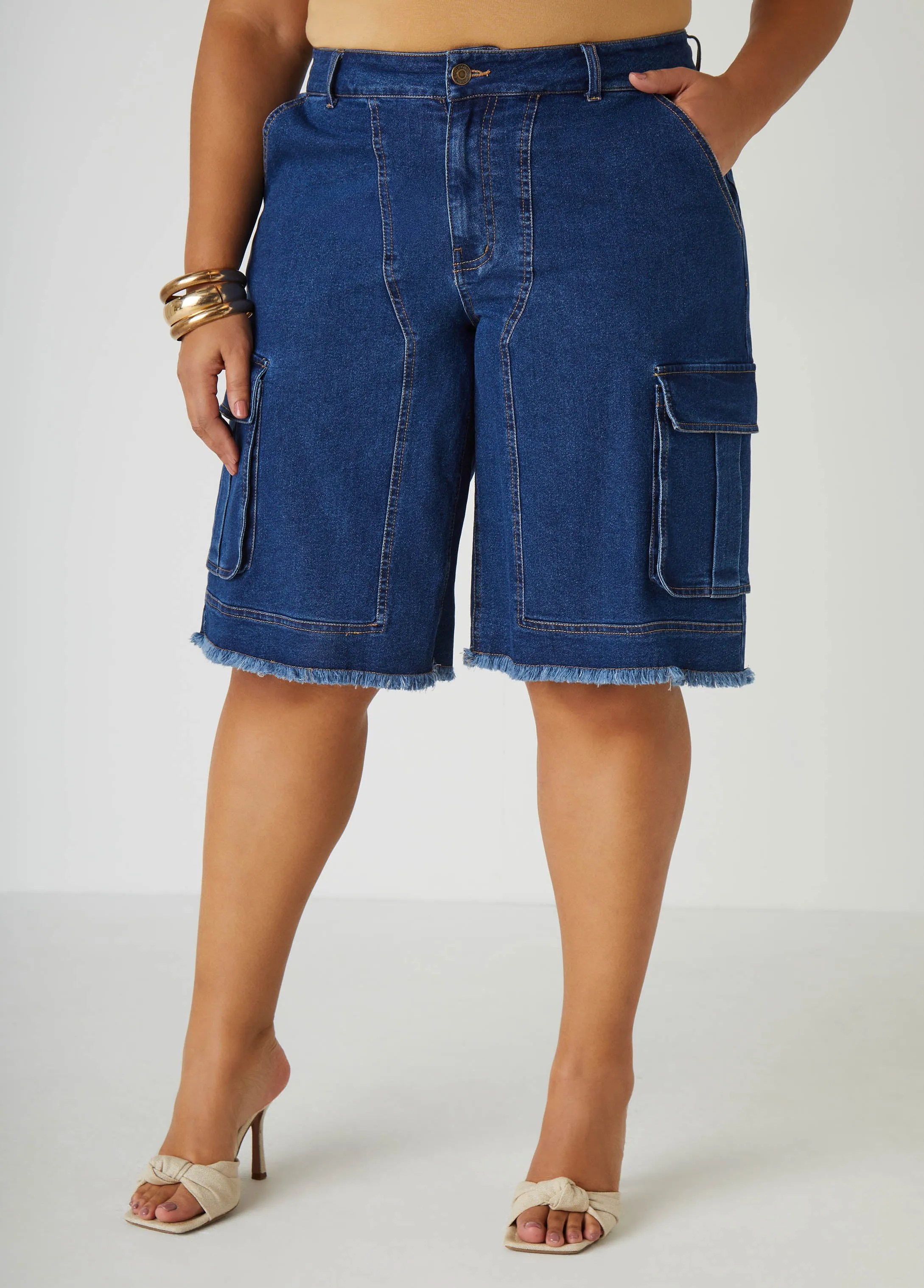 Frayed Cargo Bermuda Shorts