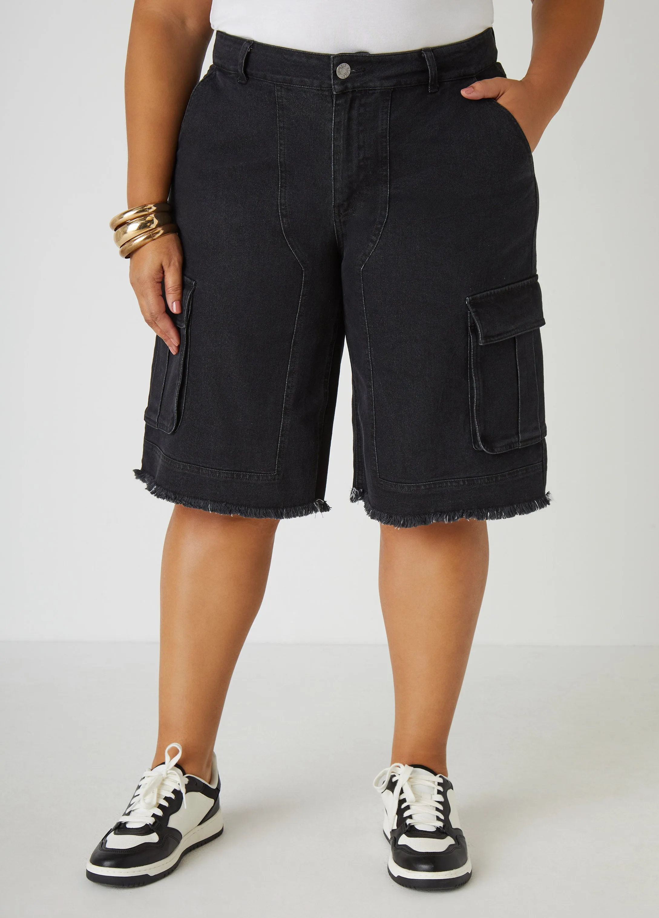 Frayed Cargo Bermuda Shorts