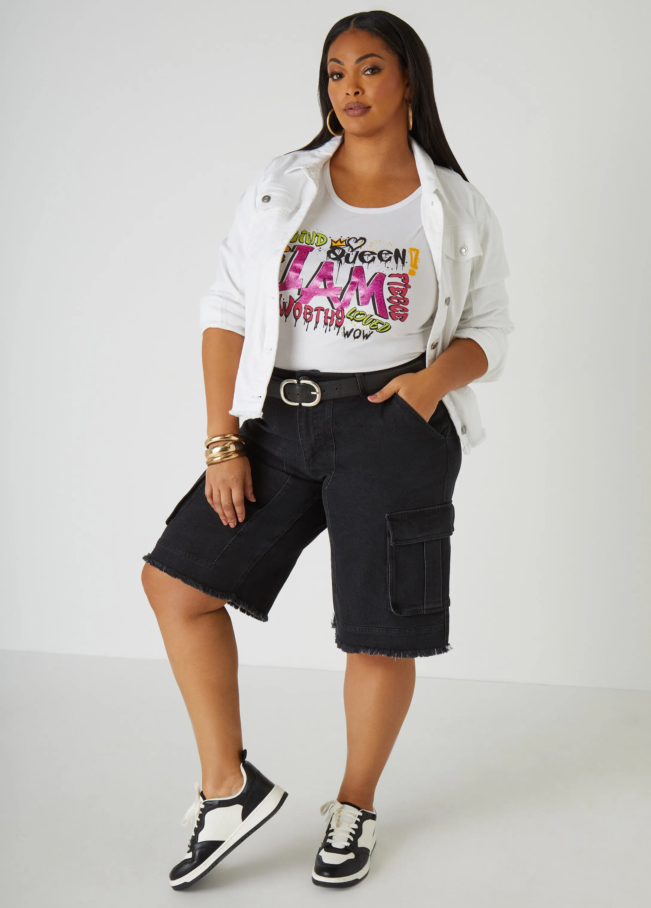 Frayed Cargo Bermuda Shorts