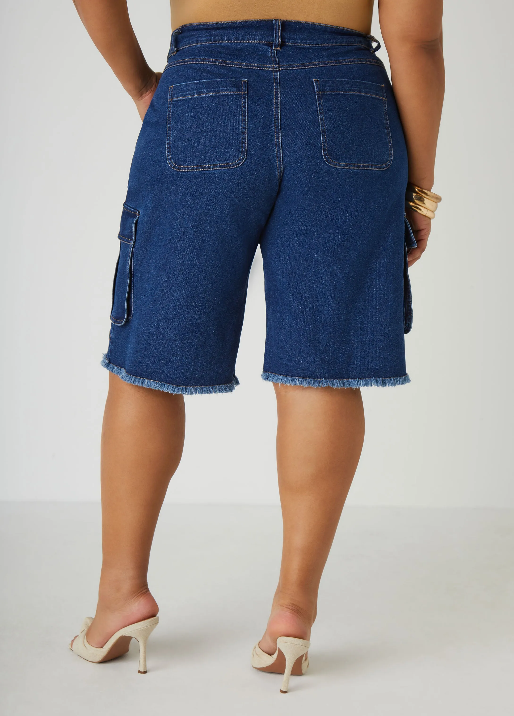 Frayed Cargo Bermuda Shorts