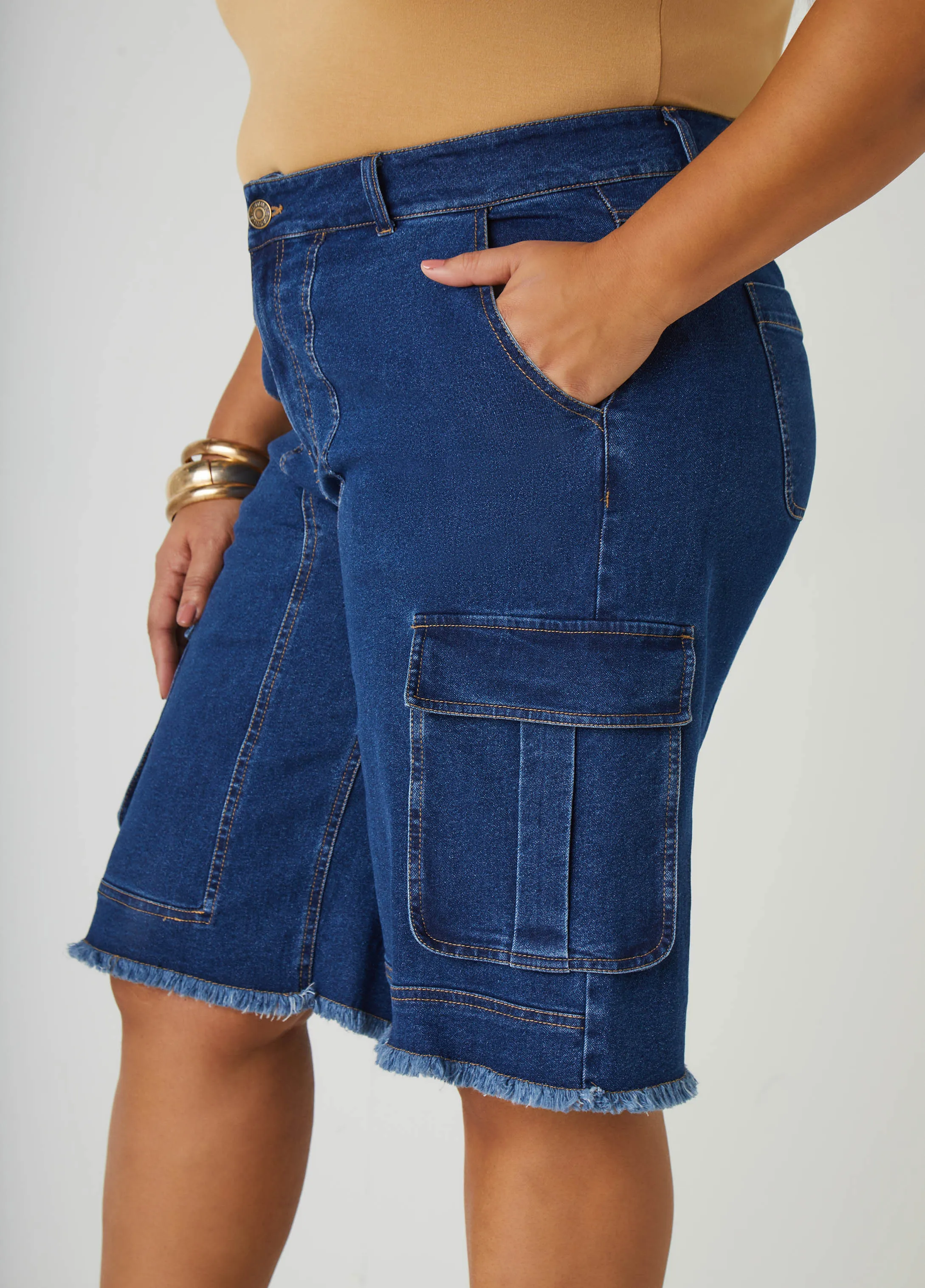 Frayed Cargo Bermuda Shorts
