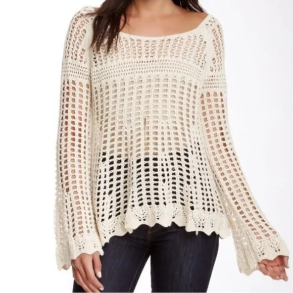 Free People Annabelle Crotchet Pullover Top