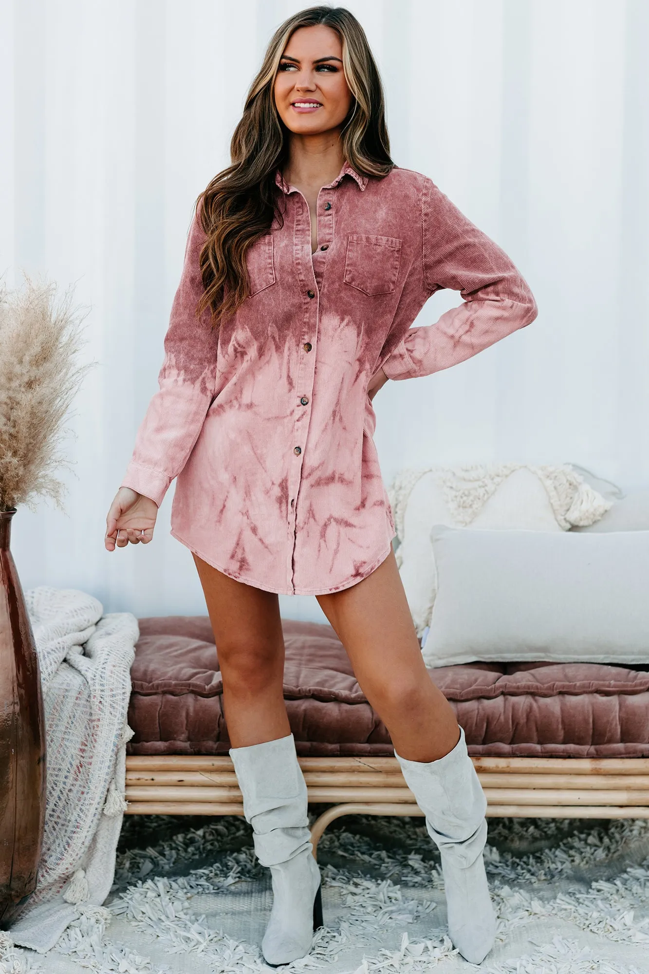 Free Thinker Ombre Corduroy Shirt (Mauve)