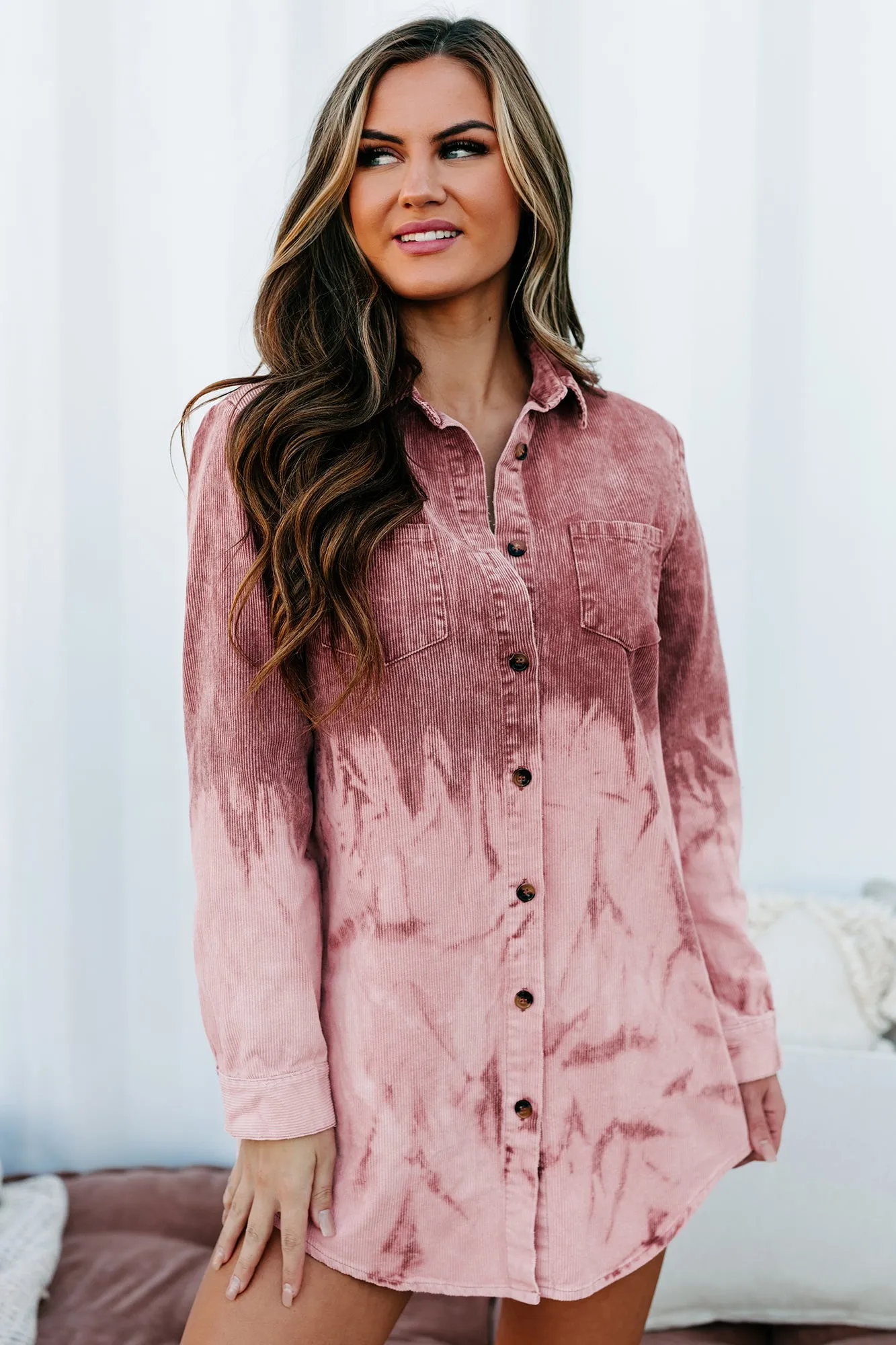 Free Thinker Ombre Corduroy Shirt (Mauve)