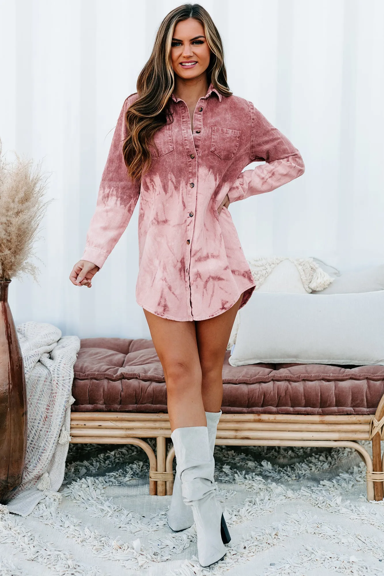 Free Thinker Ombre Corduroy Shirt (Mauve)