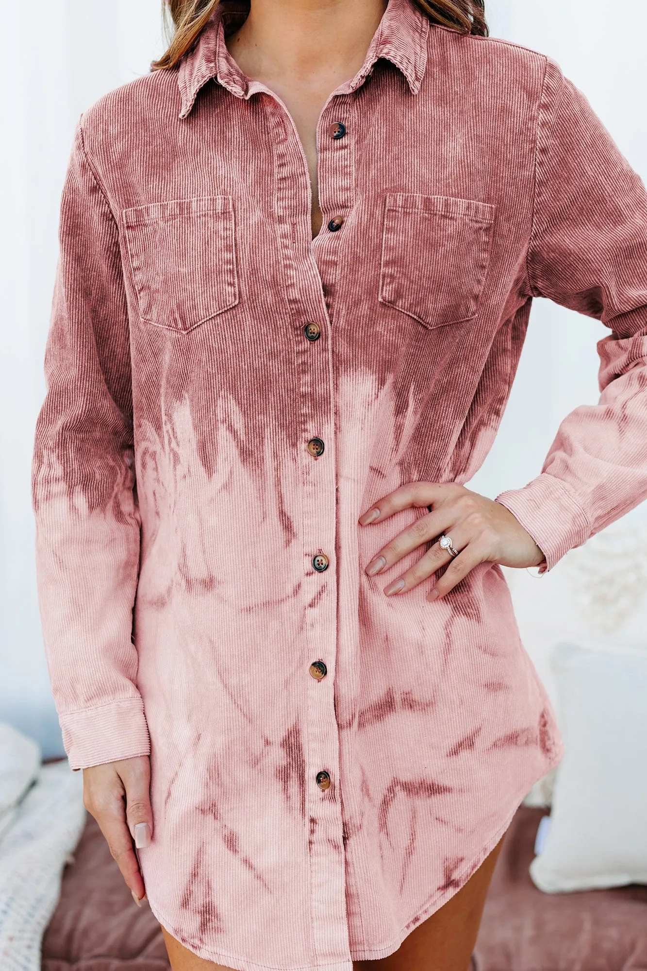 Free Thinker Ombre Corduroy Shirt (Mauve)