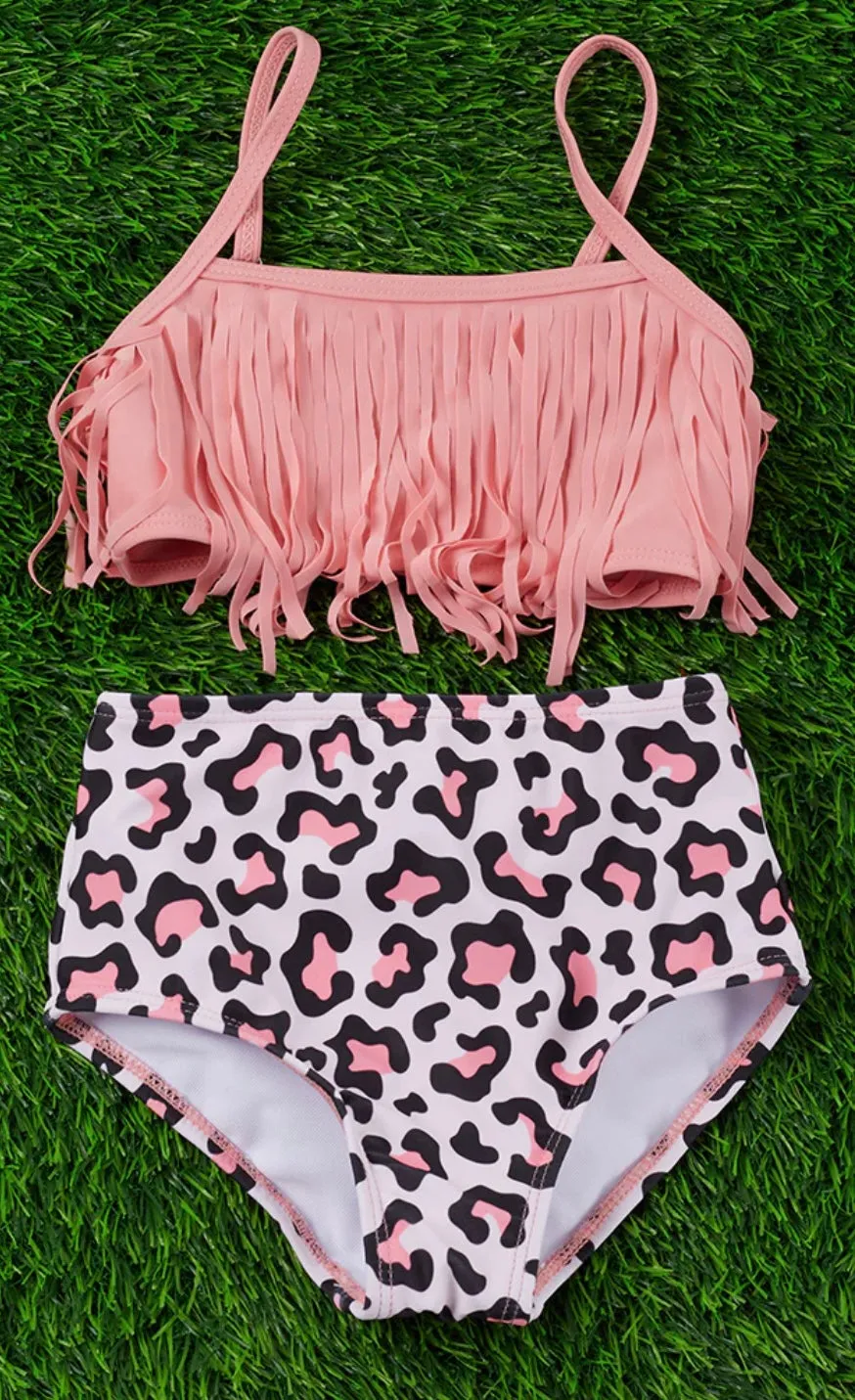 FRINGE/LEOPARD SWIMSUIT