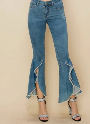 Front Ruffle Boho Jeans