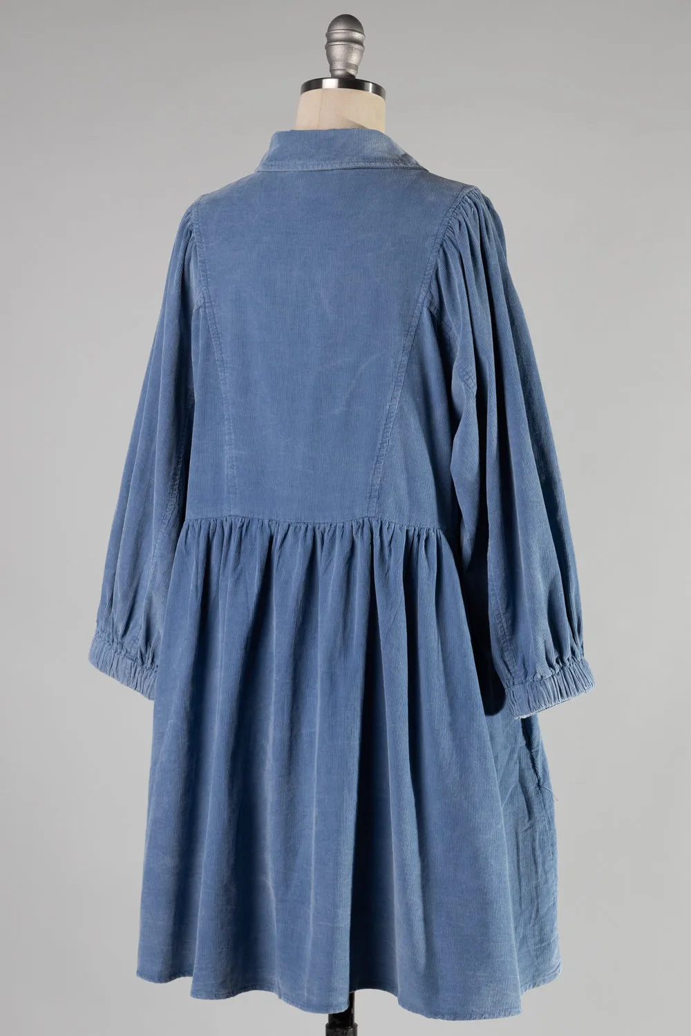 FSD1987-STK Washed Shirt Neck Button Down Corduroy Dress 6PK