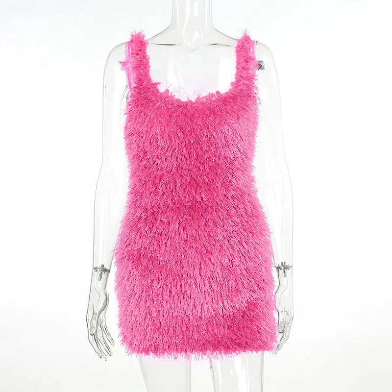 Fur Sexy Backless Mini Wrap Dress