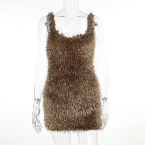Fur Sexy Backless Mini Wrap Dress