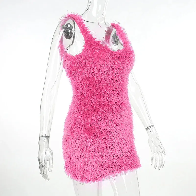 Fur Sexy Backless Mini Wrap Dress