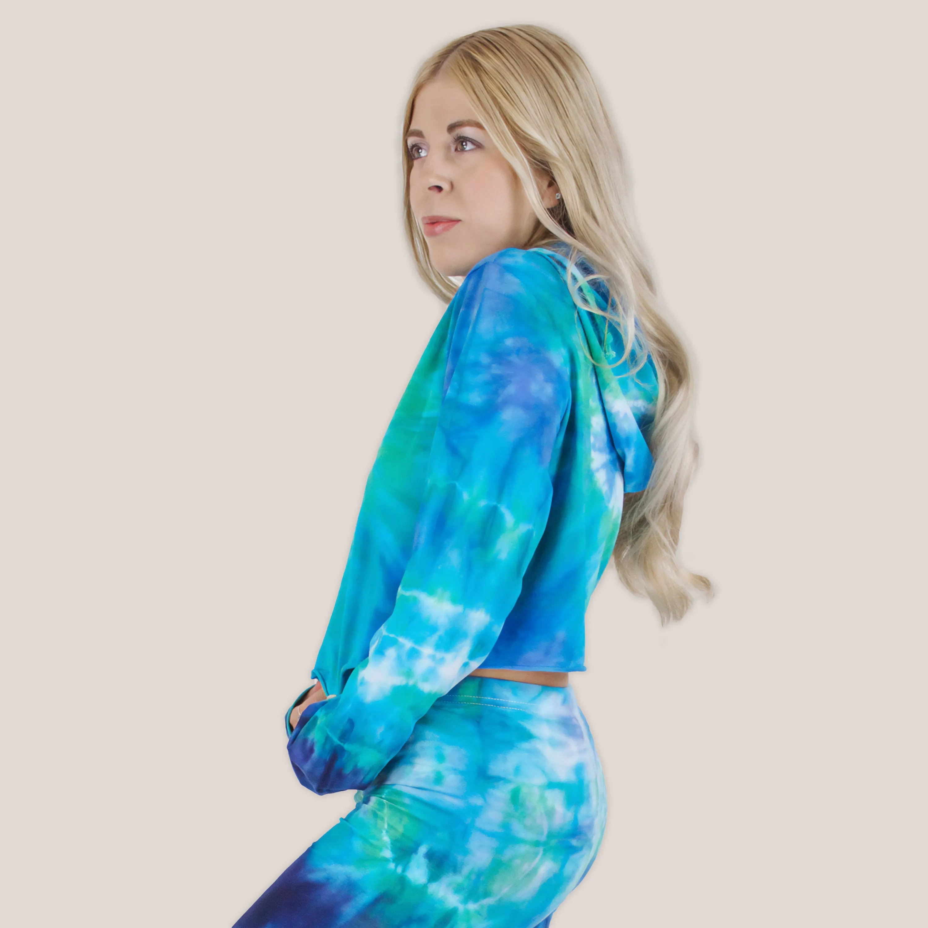 Galapagos Islands Tie Dye Hoodie Crop Top