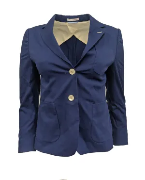 GANT RUGGER Women's Medival Blue Canvas Blazer 476643