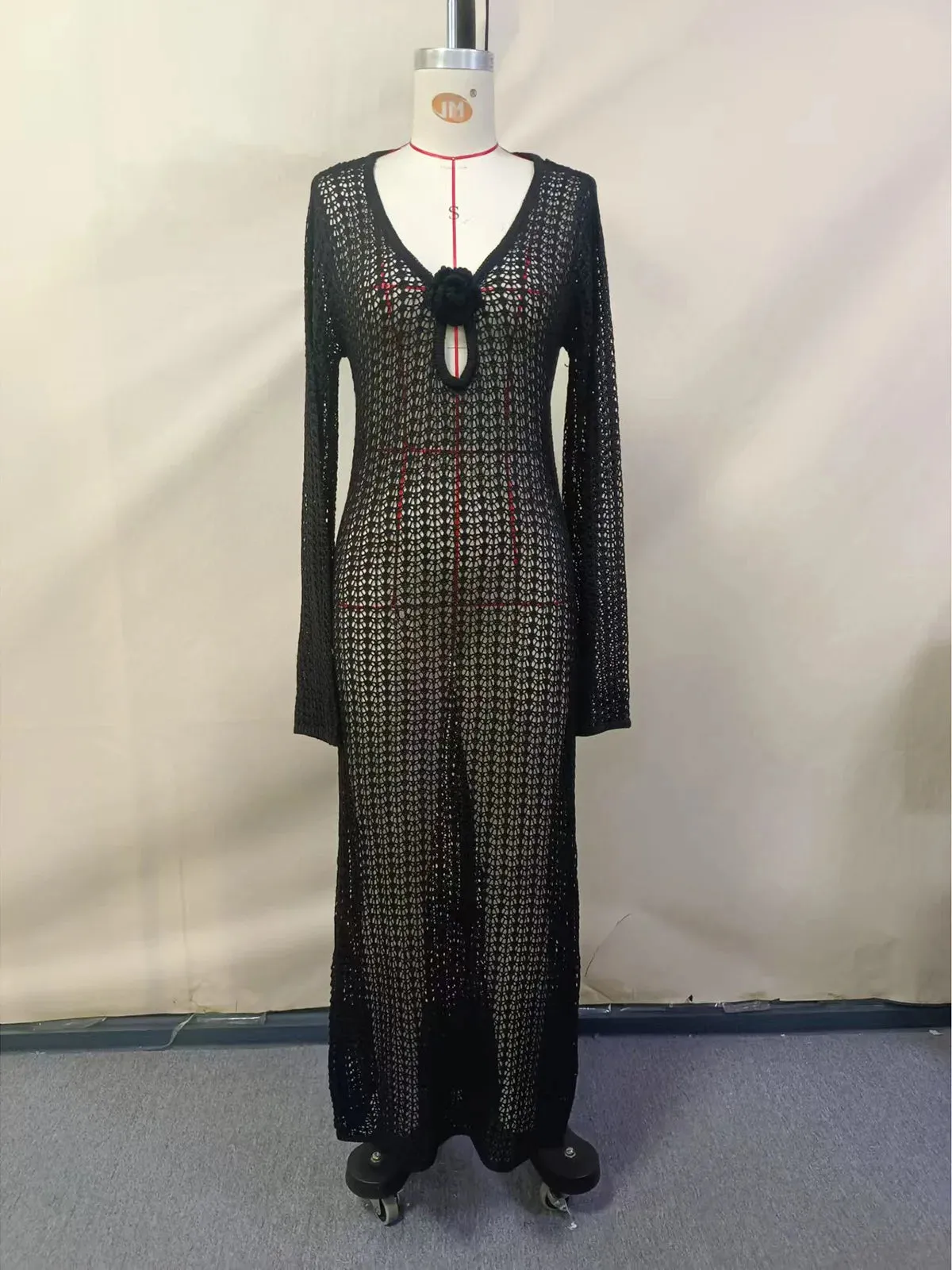 Gerlie - Elegant Knitted Cover Up Maxi Dress
