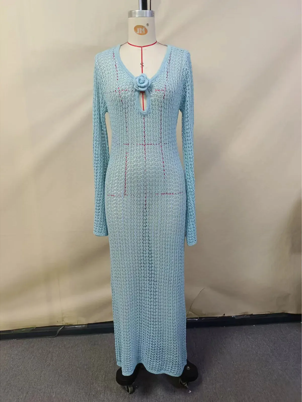 Gerlie - Elegant Knitted Cover Up Maxi Dress