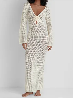 Gerlie - Elegant Knitted Cover Up Maxi Dress