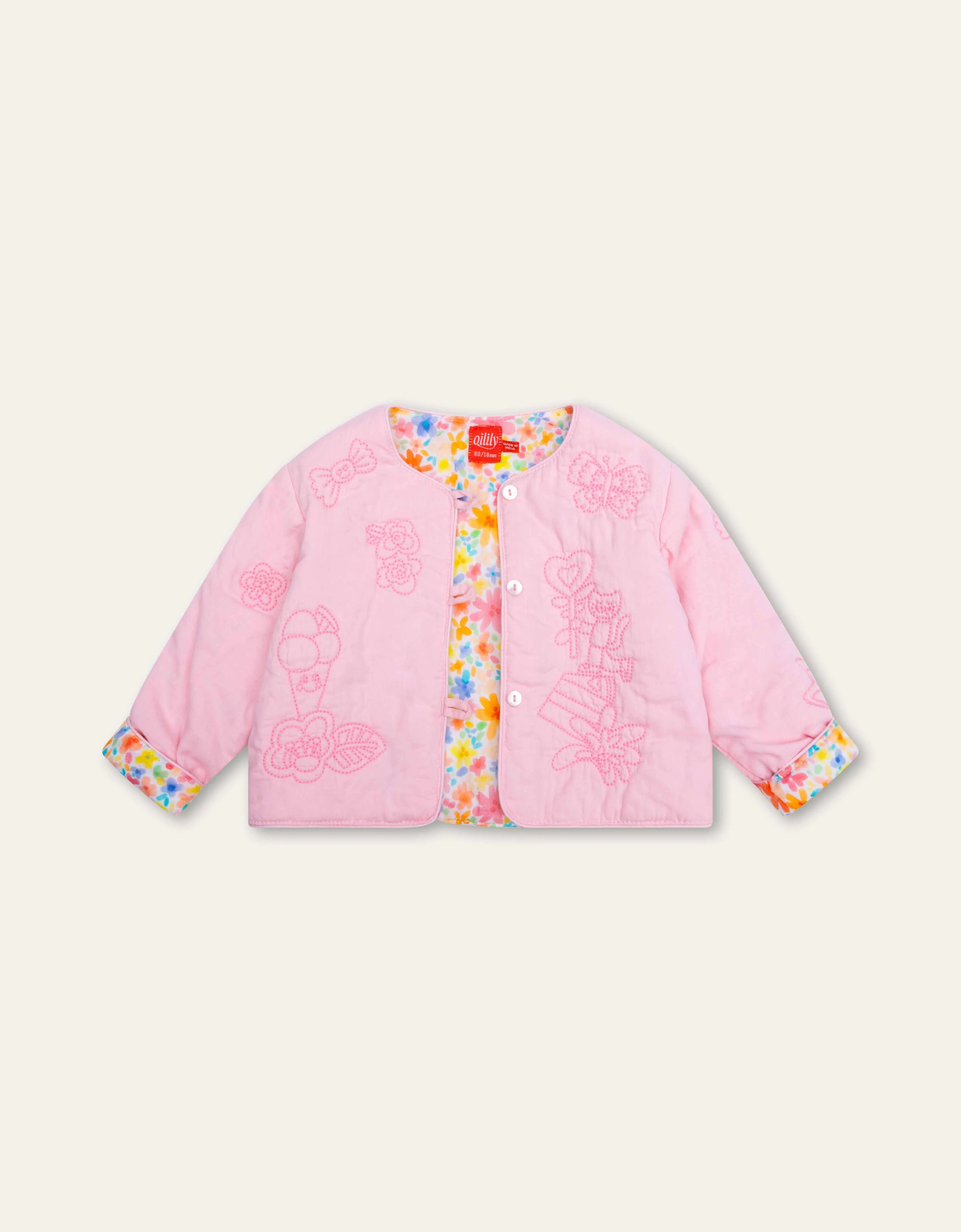 Girls Pink Cotton Coat